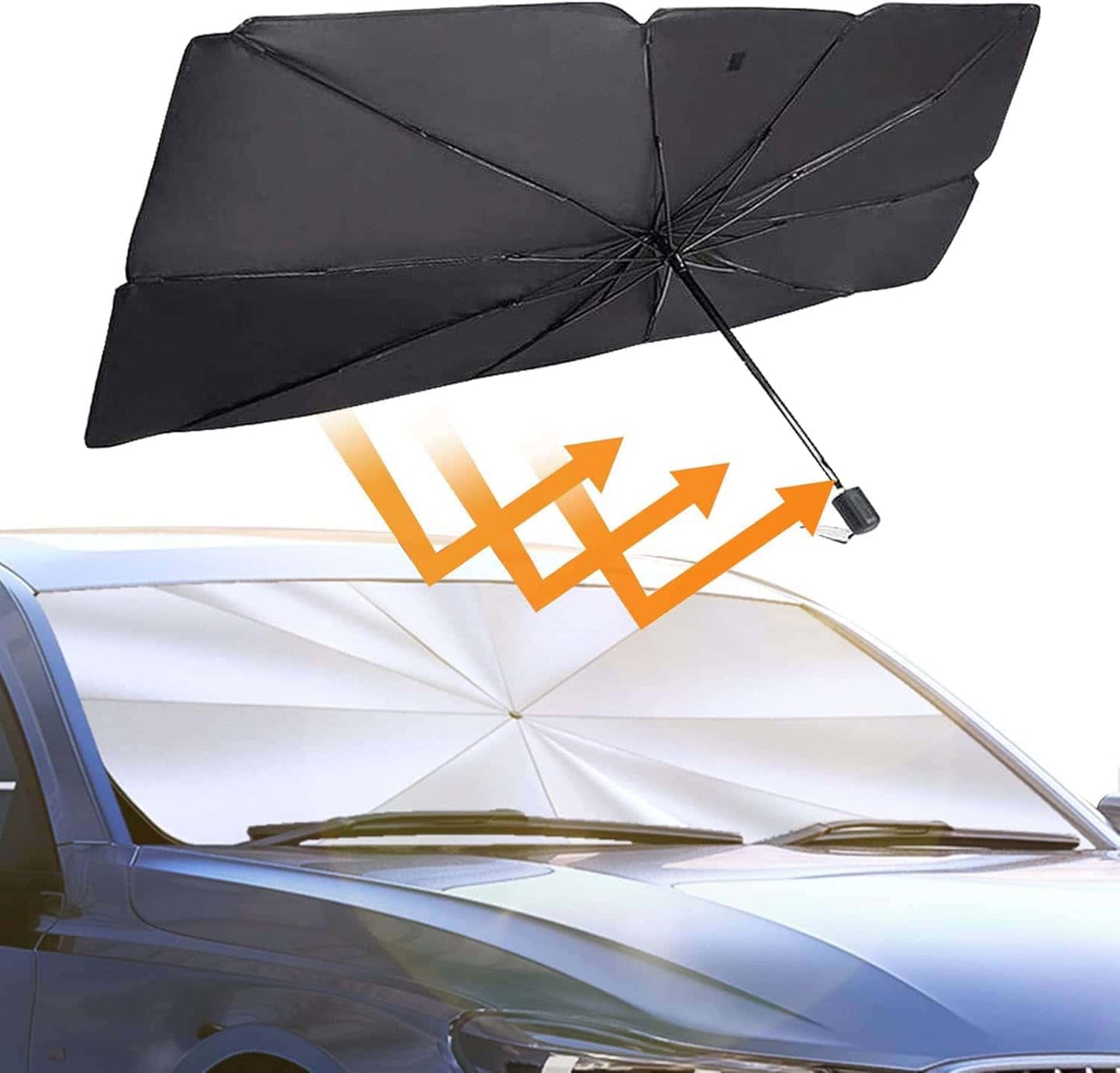 Car Umbrella Sun Shade Cover for Windshield UV Reflecting Foldable Front Car Sunshade Umbrella