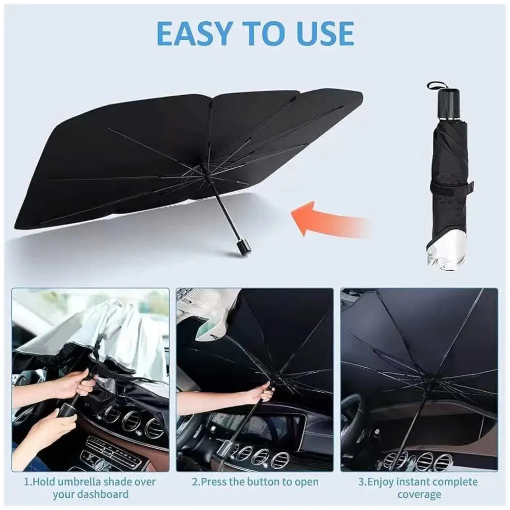 Car Umbrella Sun Shade Cover for Windshield UV Reflecting Foldable Front Car Sunshade Umbrella